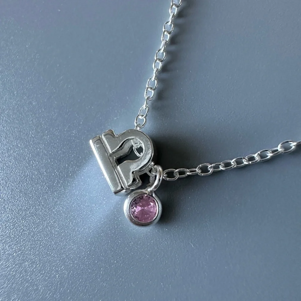 Sterling Silver Pink Quartz Libra Necklace